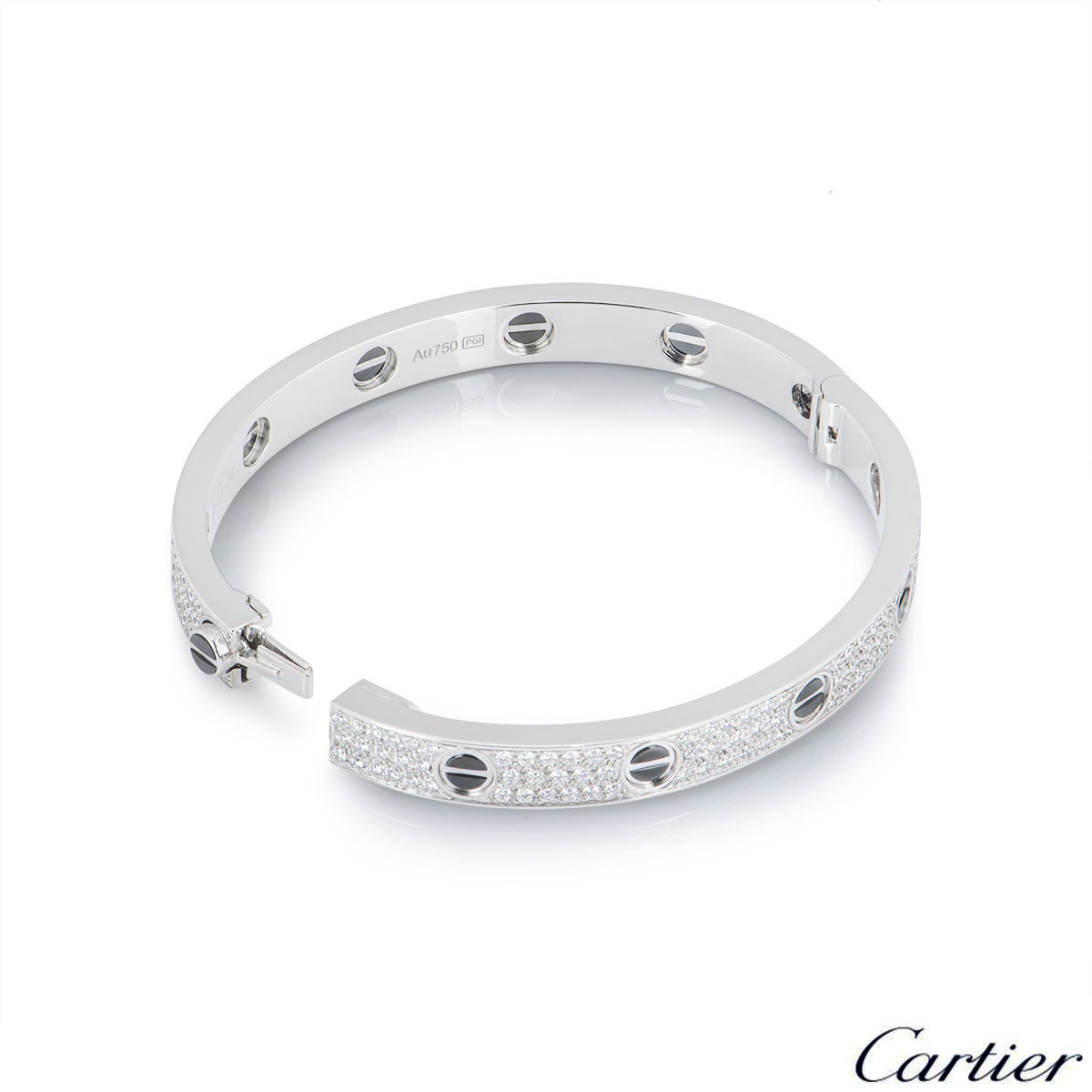 Cartier White Gold Pave Diamond & Ceramic Love Bracelet Size 16 ...